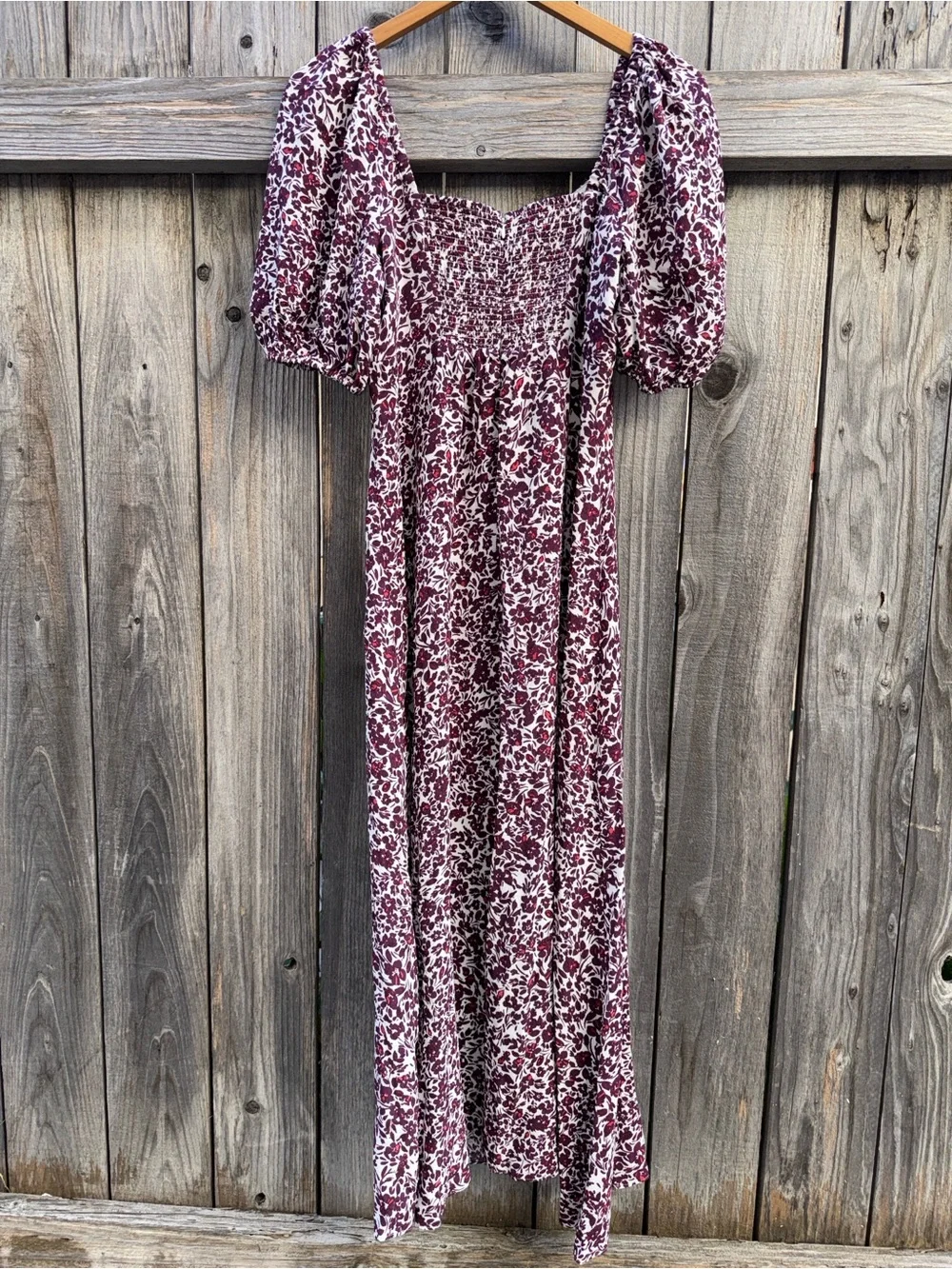 Madewell Puff Sleeve Sweetheart Midi Dress in Floral Size 4